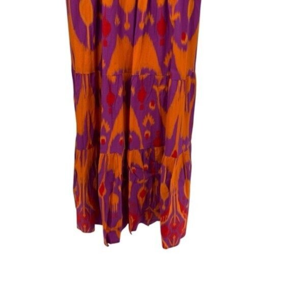 Sheridan French NEW Kelly Maxi Bow Dress in Sunset Ikat Purple Orange Size L - Picture 7 of 9
